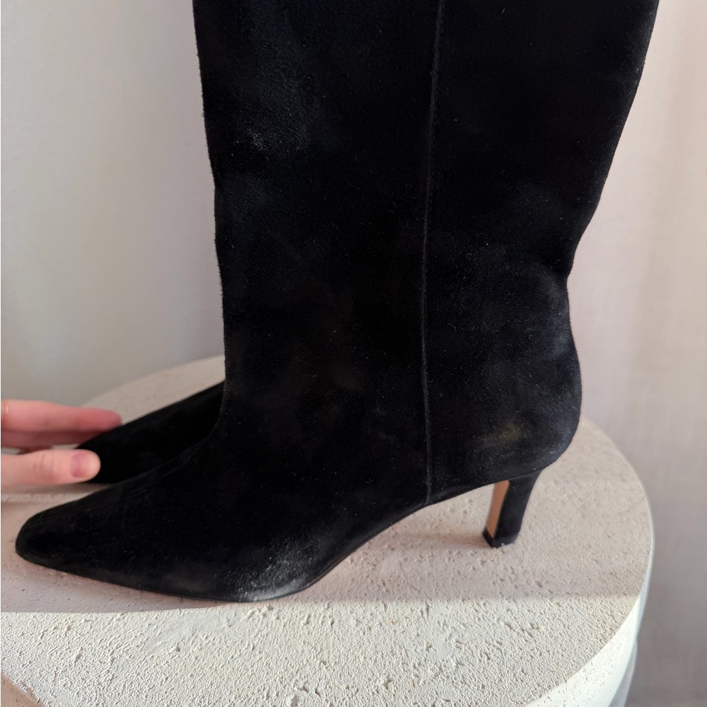 Mango Black Heeled Suede Boots - Picture 3 of 4